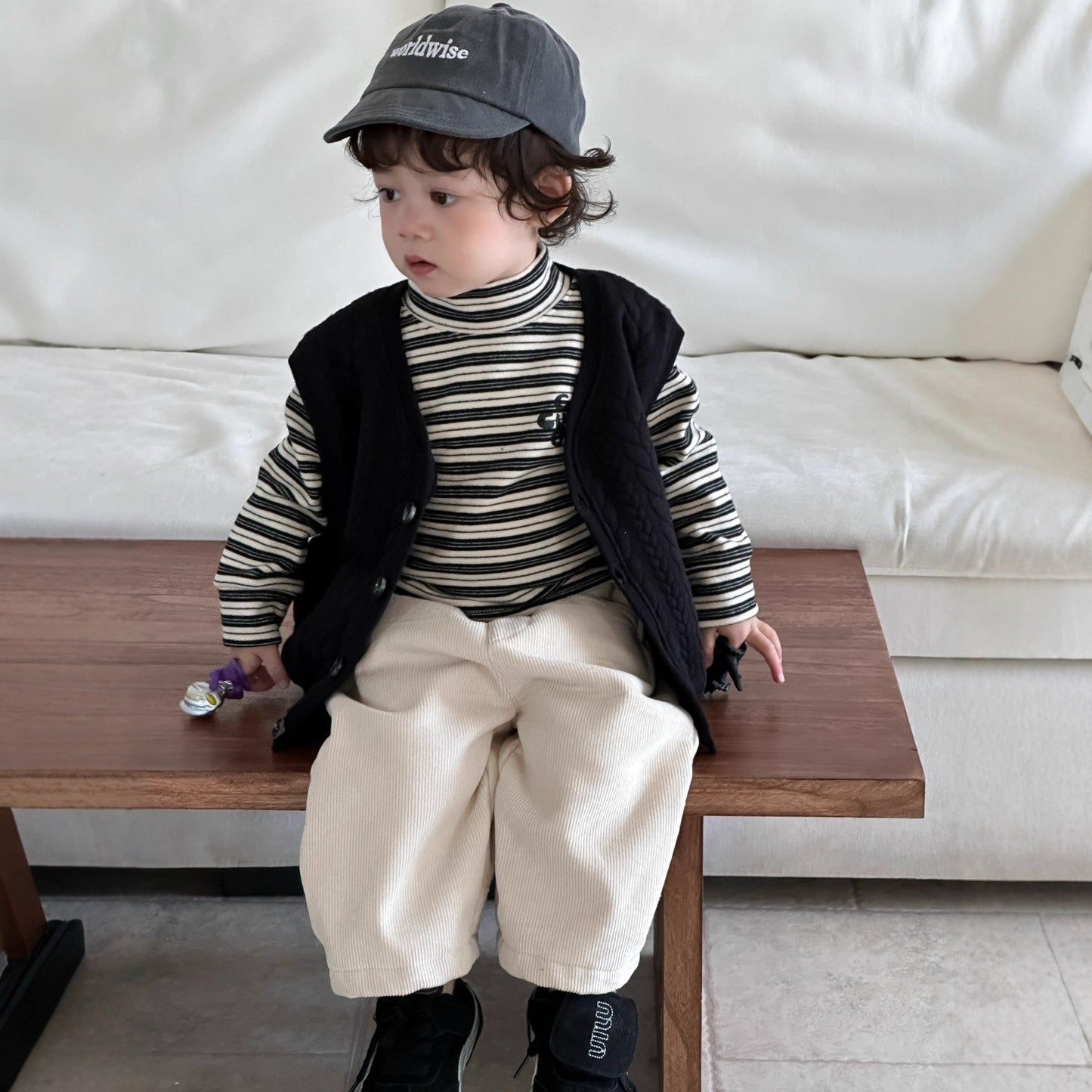 GN26012709兒童雙層棉馬甲裙2025新款秋冬裝打底衫韓版童裝男童加厚套裝