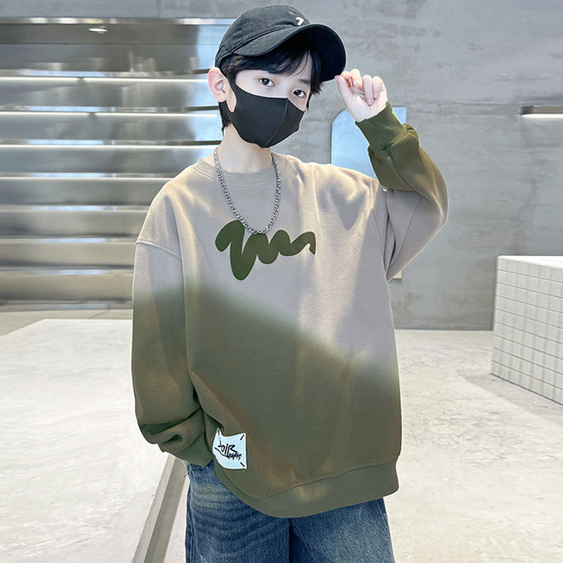 Z25030403男童衛衣長袖秋裝紮染新款字母印花學生帥氣中大童春秋季上衣男孩