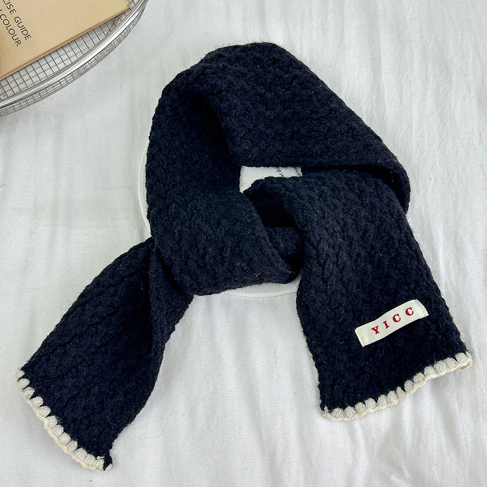 Z26010236新款兒童帽子圍巾復古鎖邊針織麻花圍巾加厚保暖男童女童二件套帽(2件起批)