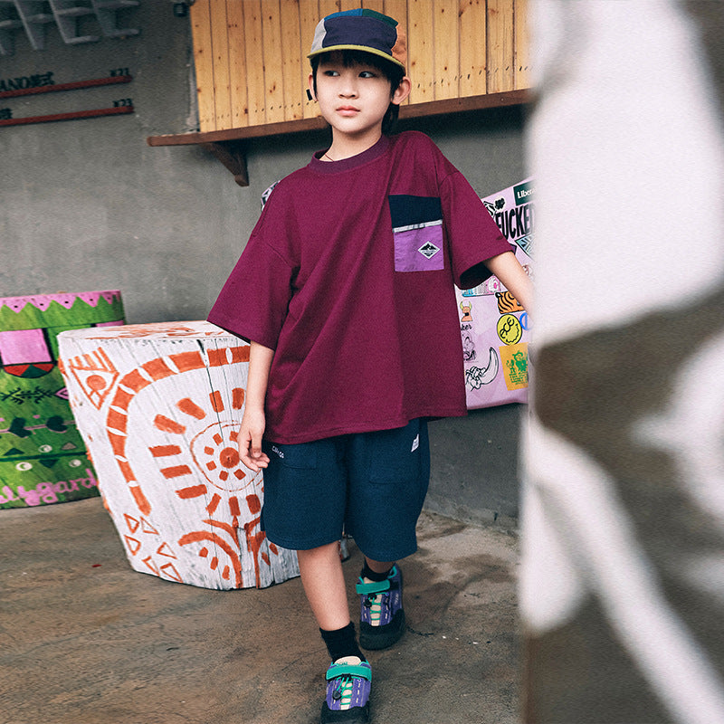 FK26032010猿寶社夏季襯衫兒童撞色口袋t兒童半袖衣服中大童上衣現貨批發(FK開頭~需混搭3件~廠商才有出貨哦)(品質很好,請放心購買)