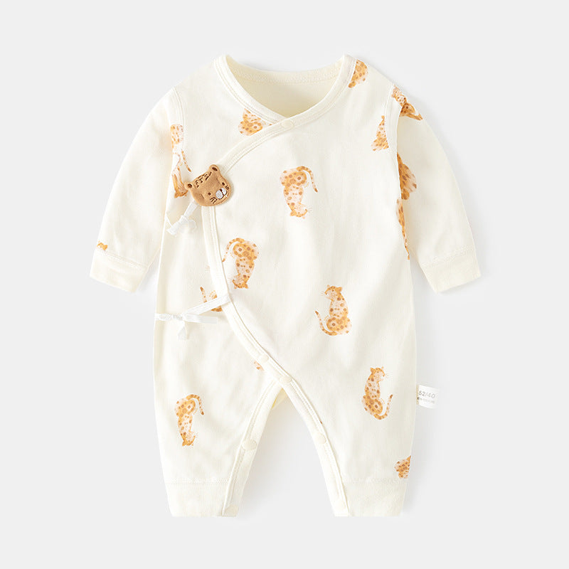 GJ25102109新生新生兒蝴蝶衣無骨哈衣秋季純棉初生及尚服爬衣0-6月寶寶連身衣