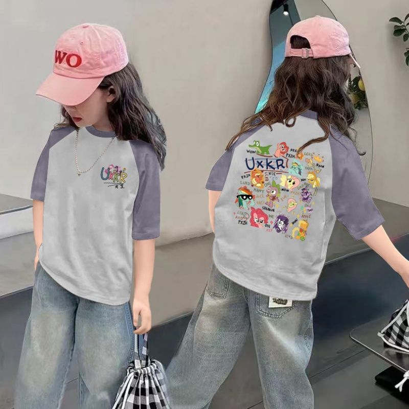 CE26022616女童夏季短袖T恤纯棉2026新款儿童洋气半袖女孩夏装薄款体恤上衣t