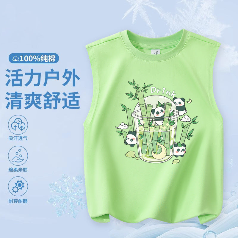 FN26052903兒童純棉背心 時尚卡通印花童裝 輕便版 中大童時尚男童上衣