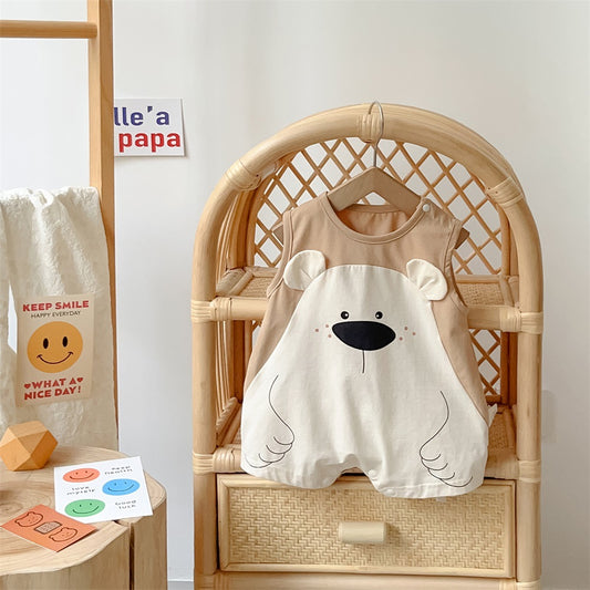 GH25070702嬰兒滿月衣服夏季a類無袖爬爬衣新生兒超萌包屁衣洋氣男寶外出服（熱銷商品—庫存不多僅上架批發２周）