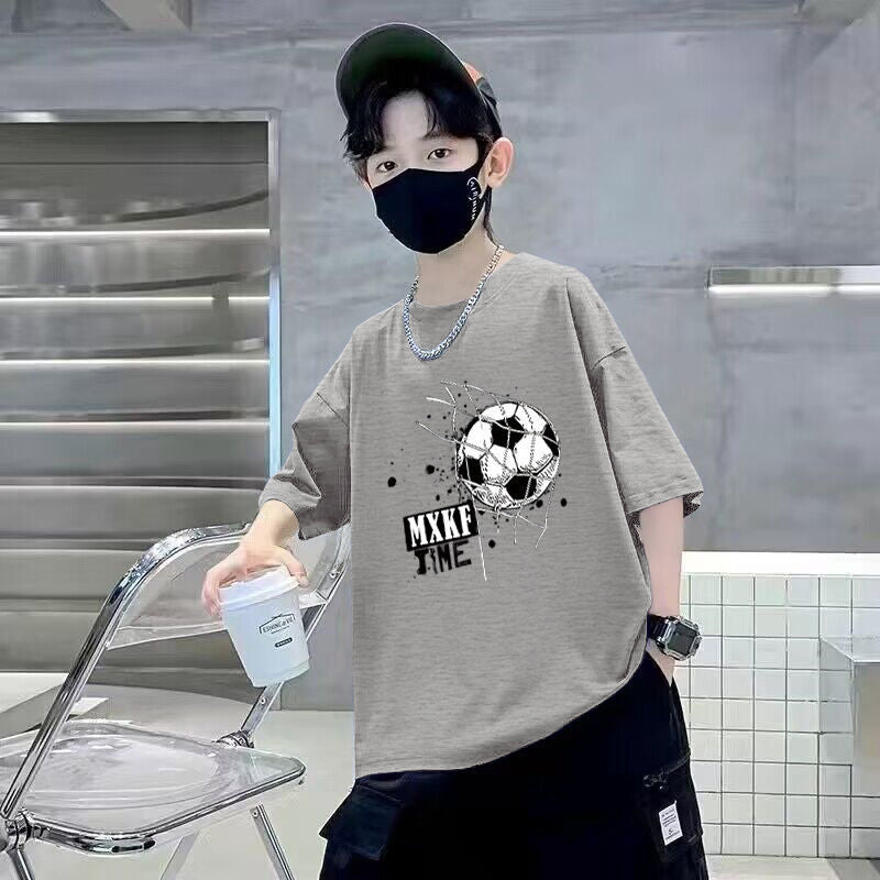 FO26062604 男童短袖棉質t恤夏季新款寬鬆帥氣印花透氣卡通中大童半袖兒童潮