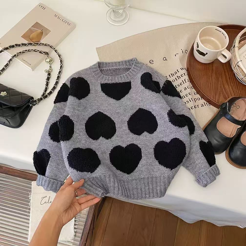 CF25091909韓國女童毛衣新款秋冬季加厚男女孩針織衫洋氣保暖兒童秋冬上衣