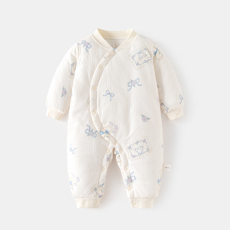 GJ25102103嬰兒春秋連身衣寶寶無骨長袖家居純棉爬服女嬰幼兒兒童印花