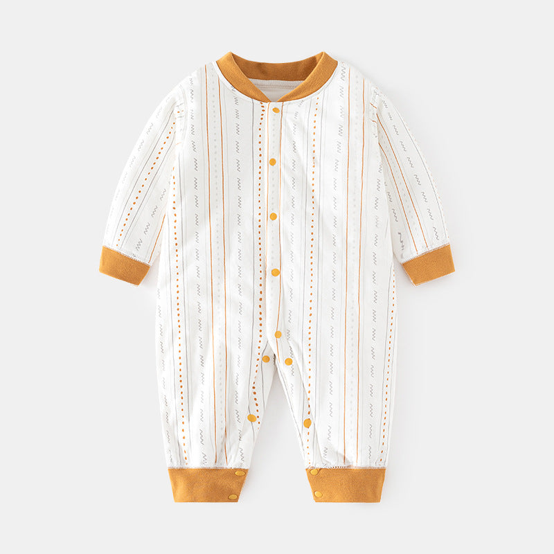 GJ25102122嬰兒夾棉連身衣寶寶保暖冬季無骨哈衣薄棉加厚對門兒童40克爬服