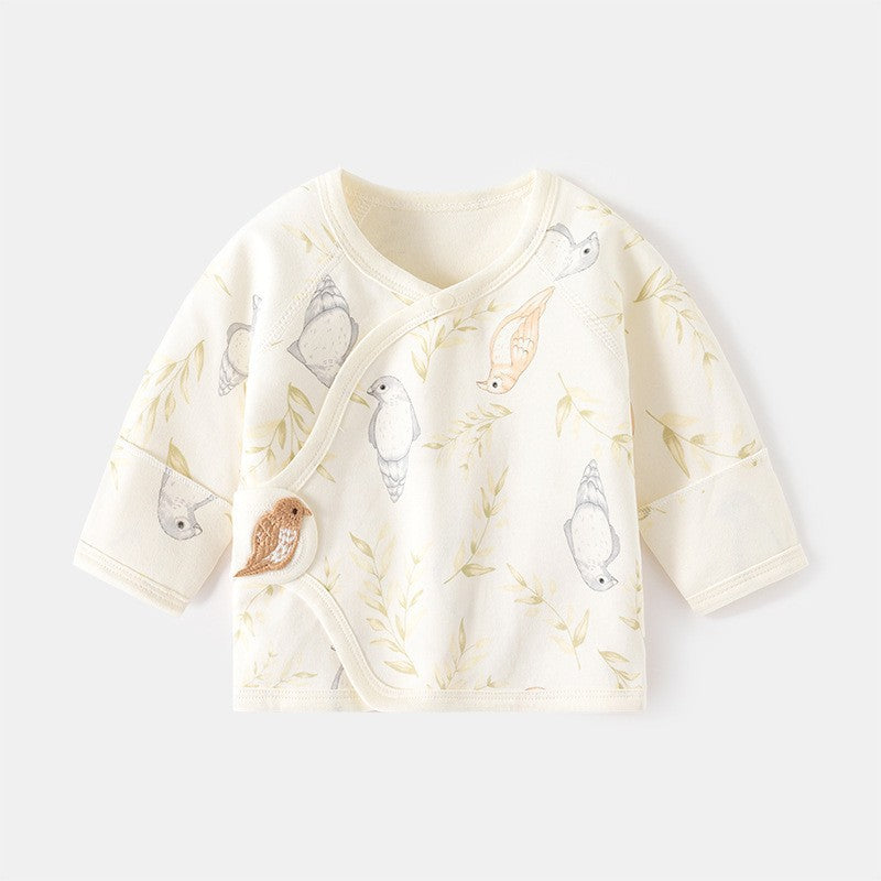 GJ25102124新生兒內褲無骨純棉春秋魔鬼氈半背睡衣滿月與尚服寶寶上衣