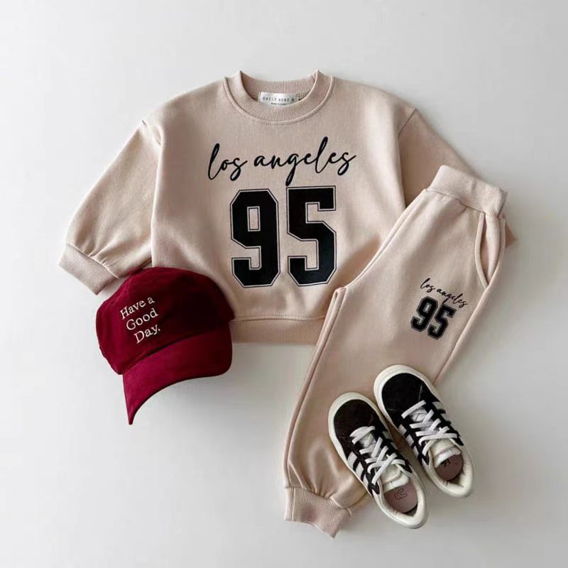 GB25111303ins韓式百搭春秋季新男童潮流休閒運動數位休閒衛衣套裝