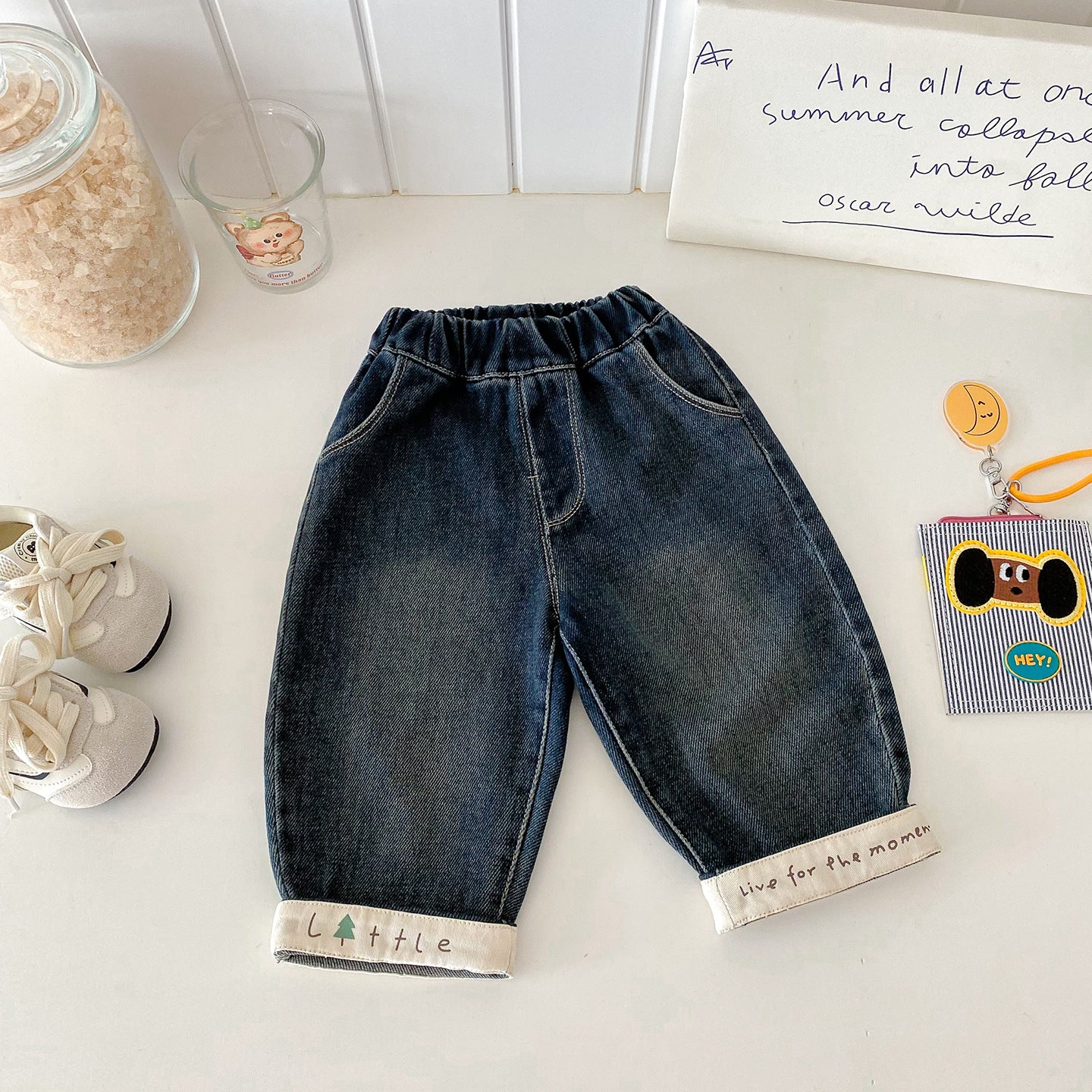 Z26010238秋季新生幼兒捲邊寶寶韓版洋氣百搭卡通休閒長褲(2件起批)