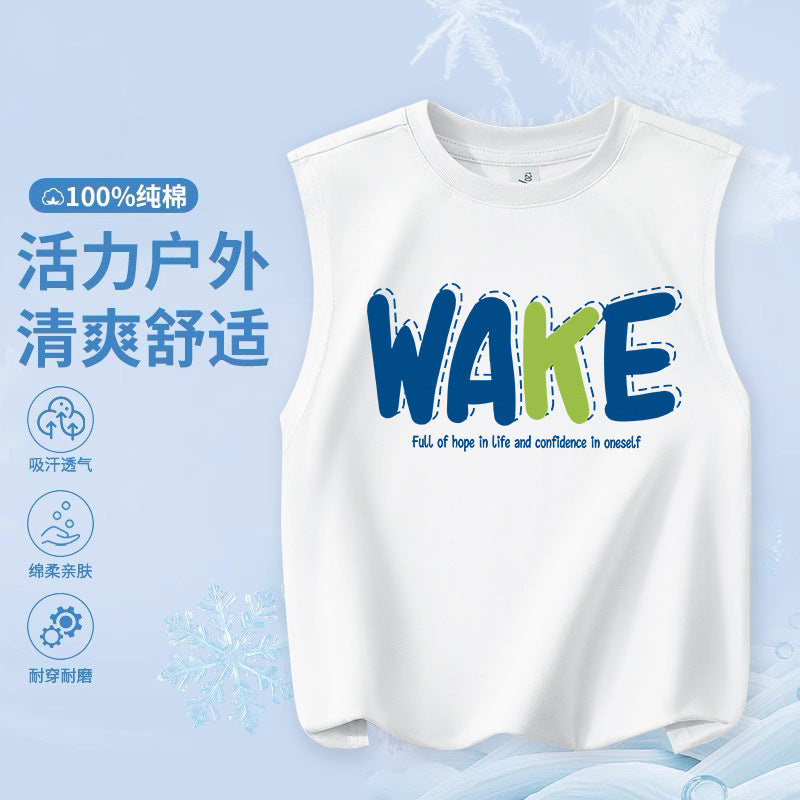 FN26052903兒童純棉背心 時尚卡通印花童裝 輕便版 中大童時尚男童上衣