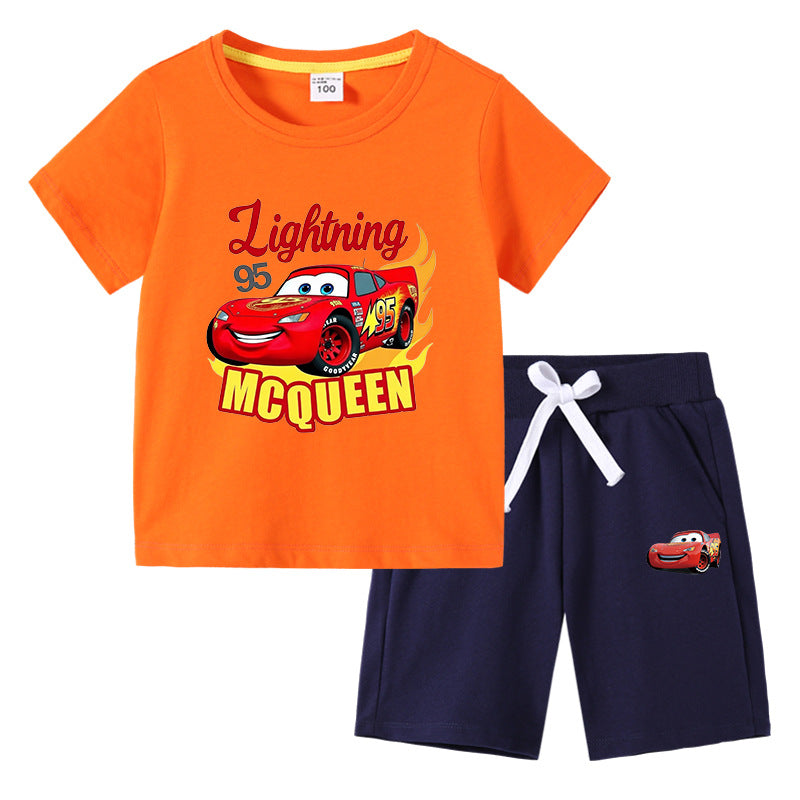 CI26041508兒童裝韓版男生T恤夏季上衣褲子半袖棉短袖中褲兩件套