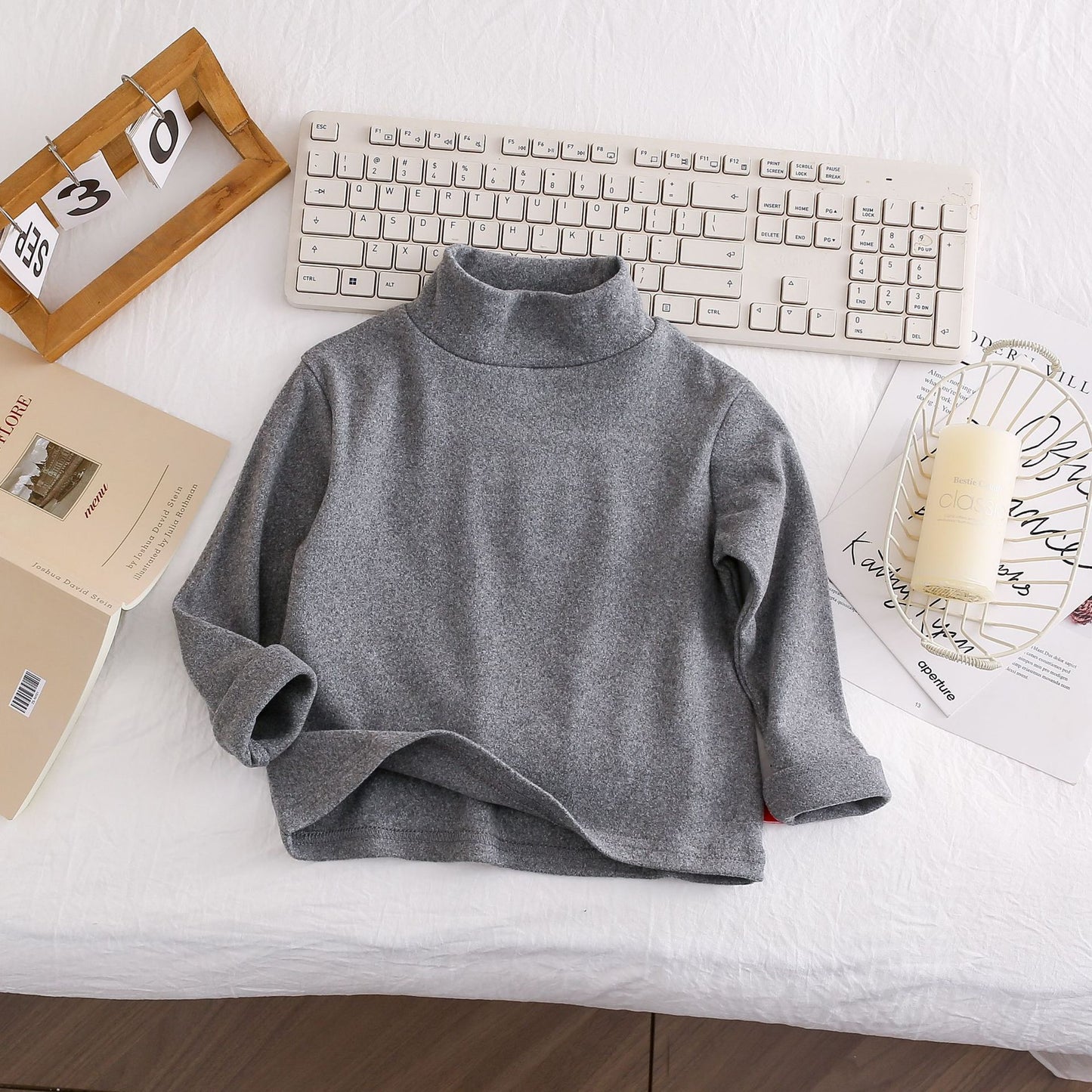 CA25112715女童秋裝新款兒童德絨打底衫洋氣百搭長袖上領上衣潮保暖服裝