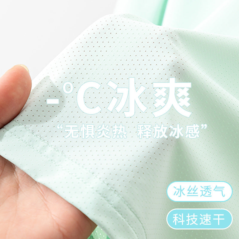 FN26052916兒童短袖t卹夏季女童休閒純色薄上衣中大童冰感男童速乾衣童裝