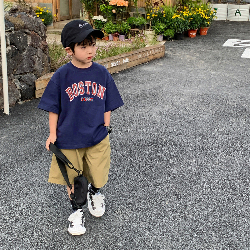 FO26062611 童裝男童夏裝短袖T恤夏天棉質兒童男孩夏季潮服大童帥氣酷帥時髦