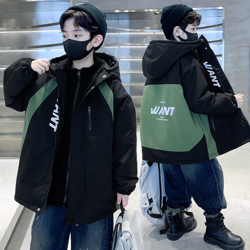 CH251105兒童裝男童裙子加絨加厚2025新款中大童男孩衝鋒衣三合一秋冬裝潮