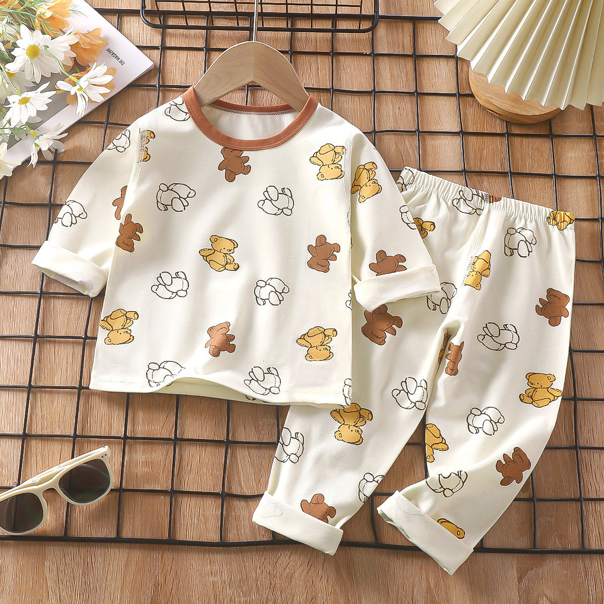 Z25022320兒童睡衣套裝春季萊卡棉寶寶內衣男童家居服女童秋衣秋褲童裝批發