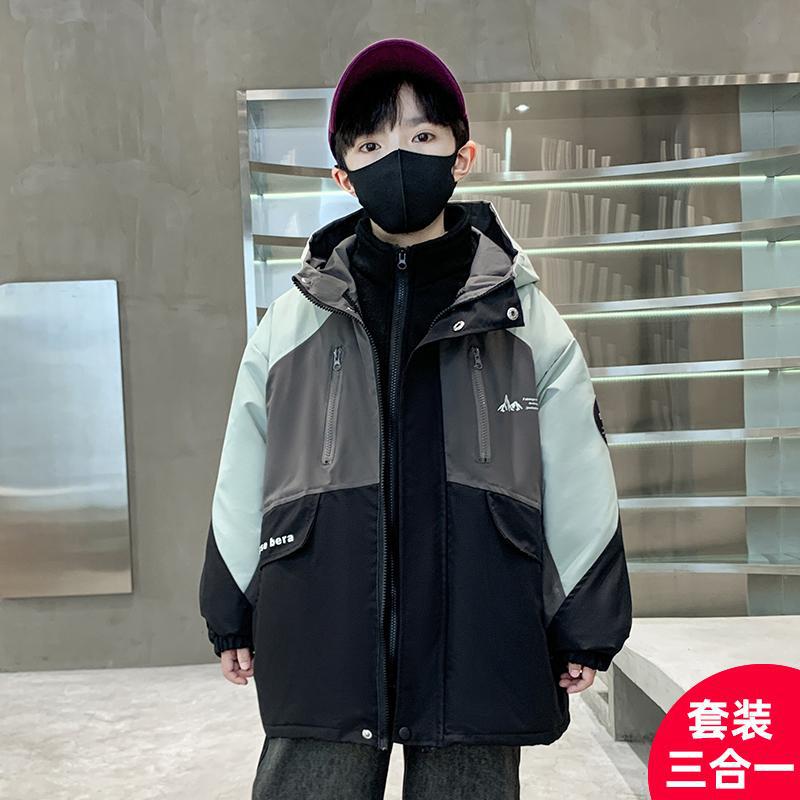 CH25110506男童衝鋒衣三合一中大兒童裝秋冬夾棉加厚男孩