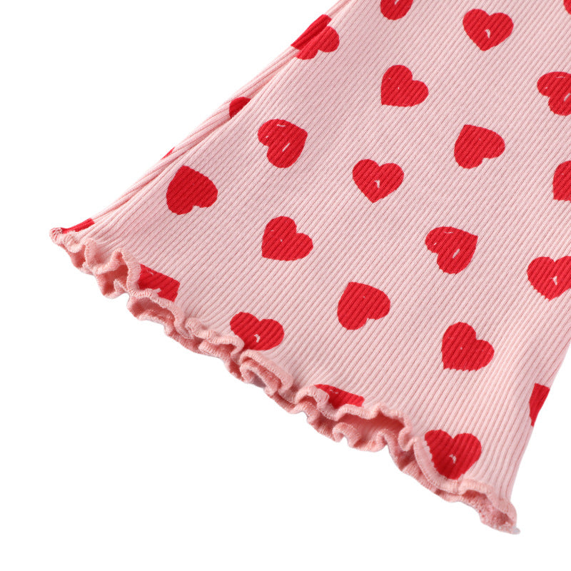 E26040829春季女童喇叭褲女褲兒童搭配緊身褲歐美女童褲子