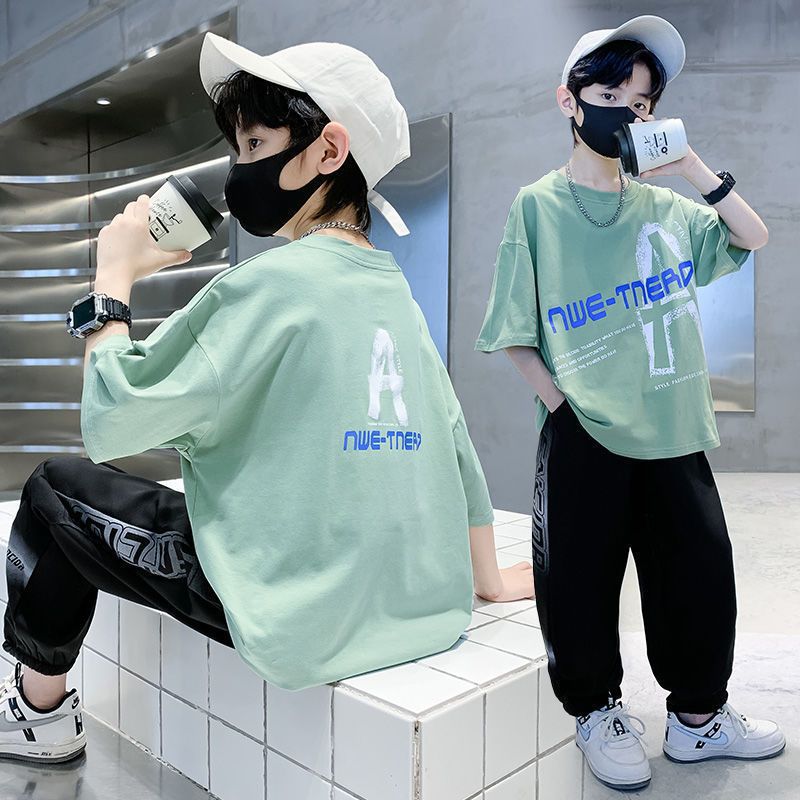 FM26042212男童夏裝套裝大童夏款2026新款兒童男孩夏季短袖運動服帥氣時尚潮