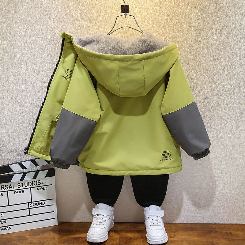 CH25110505男童裝秋冬加絨外套穿裙子兒童衝鋒衣春秋上衣中大童兩面