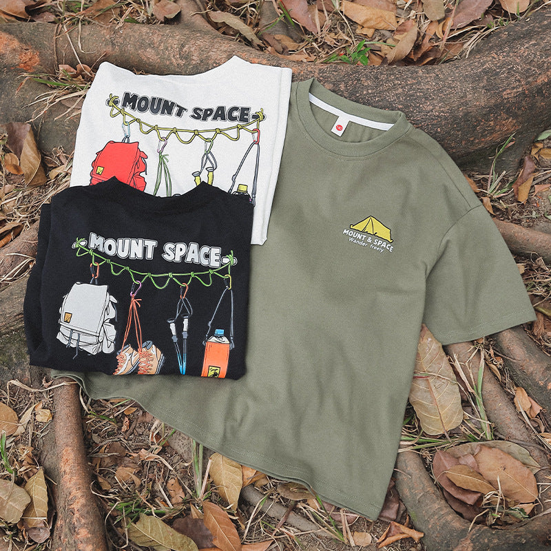 FK26032008男童短袖t卹2026夏季新款兒童山系戶外露營風印花短袖中大童上衣(FK開頭~需混搭3件~廠商才有出貨哦)(品質很好,請放心購買)