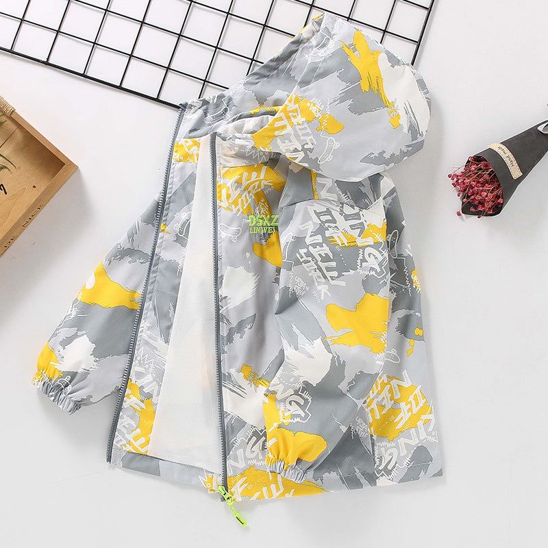 CH25110509男童春裝帥氣外套春秋衝鋒衣洋氣中大童夾克風衣