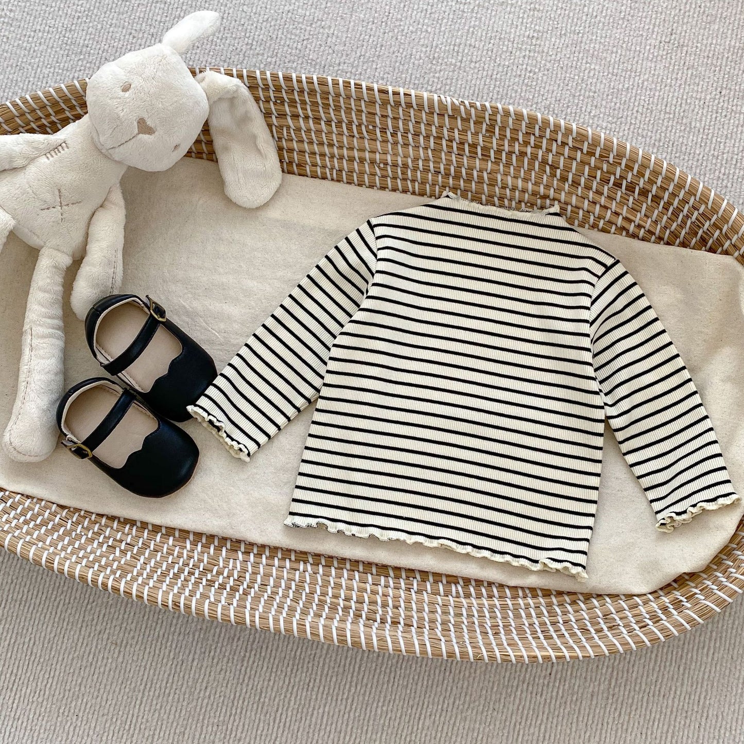 GK25121825春季女童半高領木耳邊打底衫洋氣女寶寶碎花薄長袖上衣(➡️2件或2套起,廠商才有出貨)(可以混搭開頭GK商品)