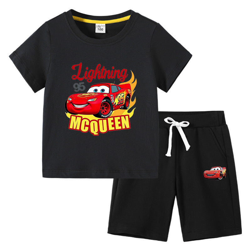 CI26041508兒童裝韓版男生T恤夏季上衣褲子半袖棉短袖中褲兩件套