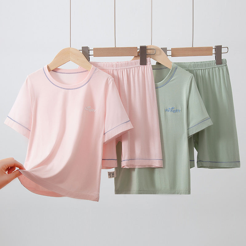 CK26050501夏季男童短袖莫代爾兒童睡衣女童親子家居服套裝中大童空調服(9-12天到貨)