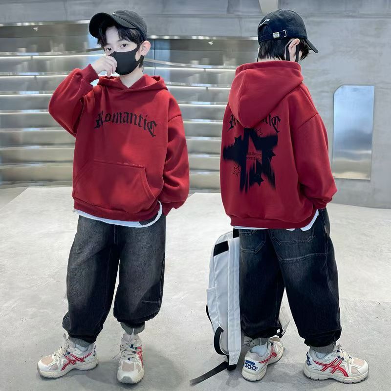 FG25112019男童衛衣秋冬款新款兒童裝男孩秋季連帽上衣大童衣服酷帥衛衣