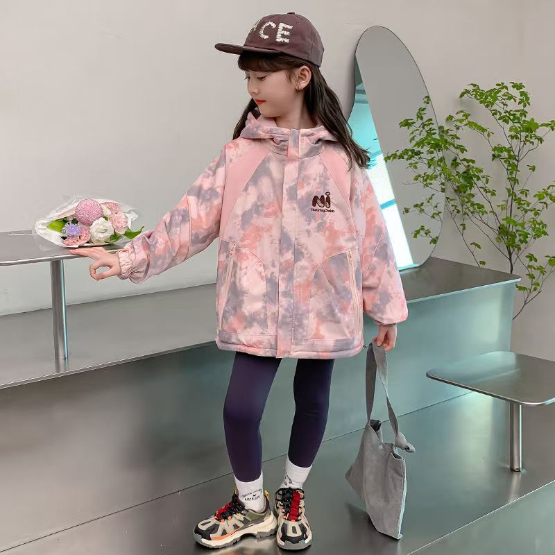 CH25110522女童加絨外套兒童兩面穿中大童衝鋒衣防風保暖上衣