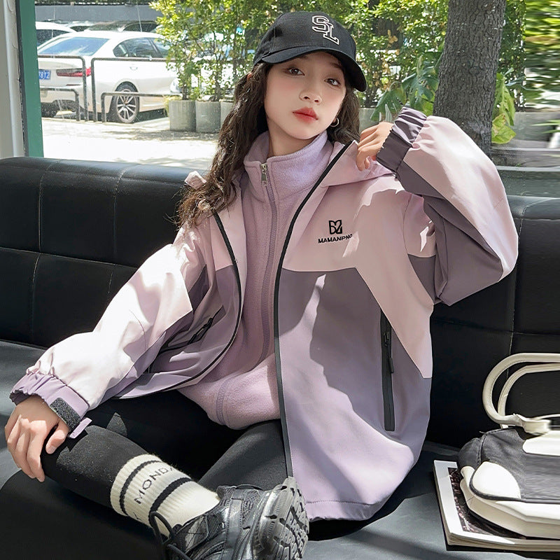 CH25110512女童裙春秋款洋氣風衣大童兒童春裝上衣寶寶衝鋒衣潮