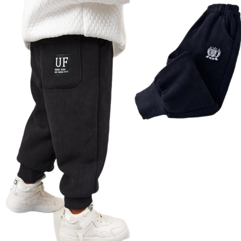 Z26010131兒童裝男童加絨褲子秋冬款2025新款男童冬季加厚中小童運動衛褲潮