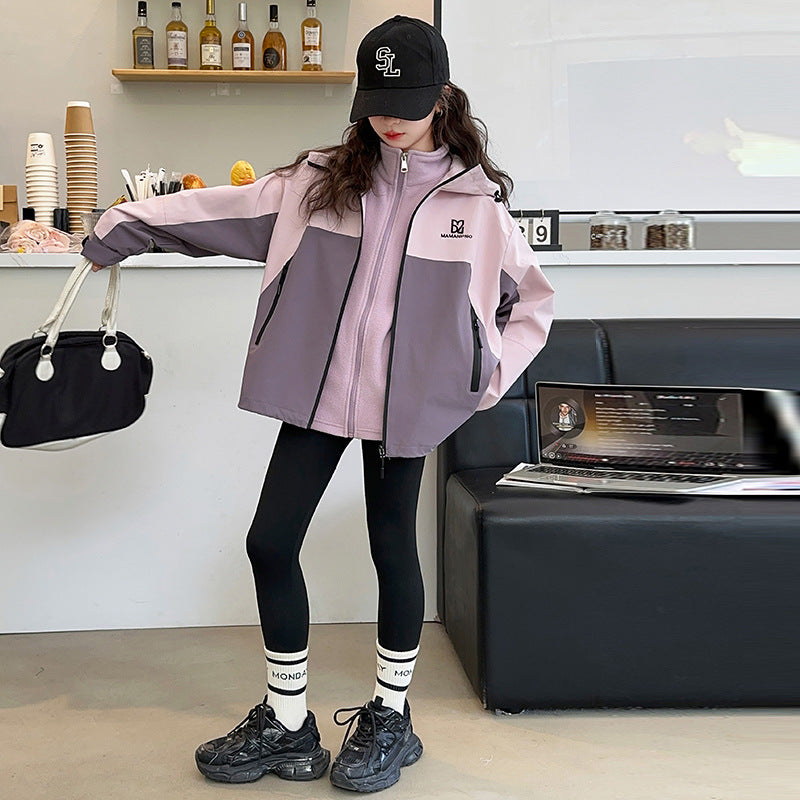 CH25110512女童裙春秋款洋氣風衣大童兒童春裝上衣寶寶衝鋒衣潮