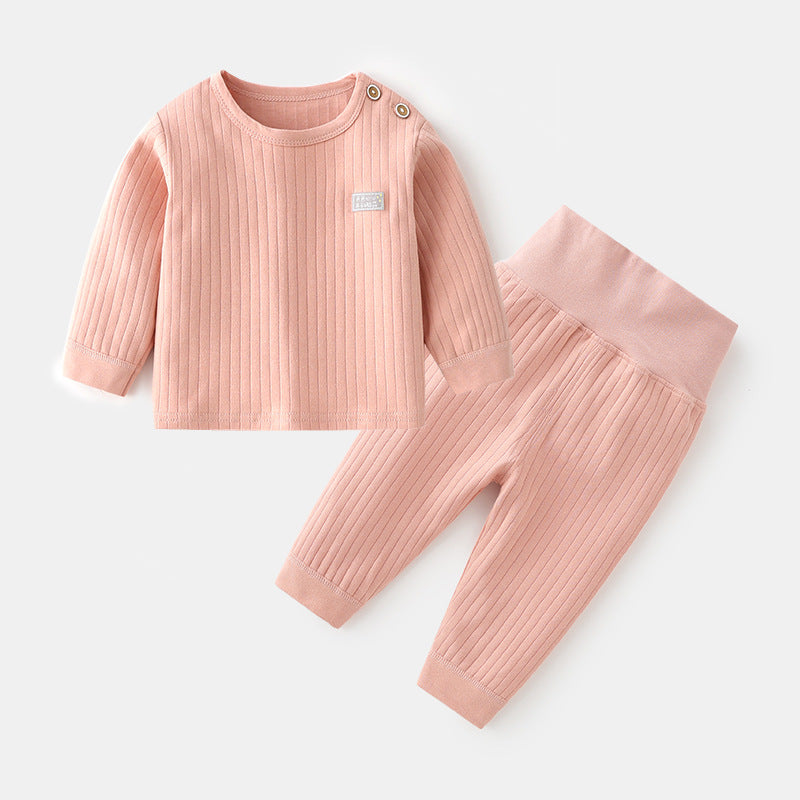 GJ25102106兒童秋冬打底秋衣嬰兒內衣套裝男女寶寶純棉印花肩扣兩件高腰秋褲