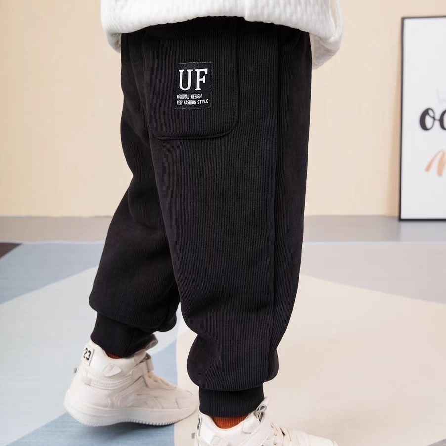 Z26010131兒童裝男童加絨褲子秋冬款2025新款男童冬季加厚中小童運動衛褲潮