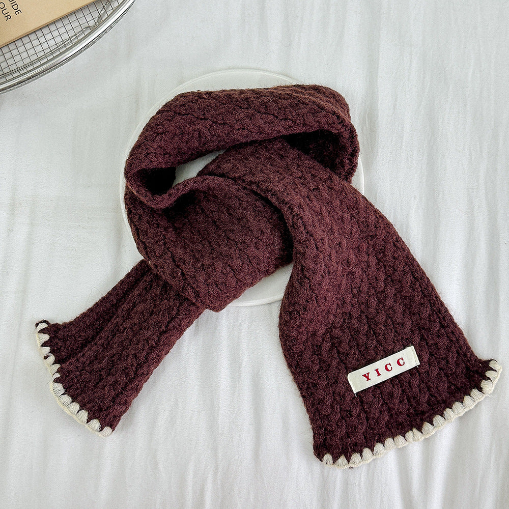 Z26010236新款兒童帽子圍巾復古鎖邊針織麻花圍巾加厚保暖男童女童二件套帽(2件起批)