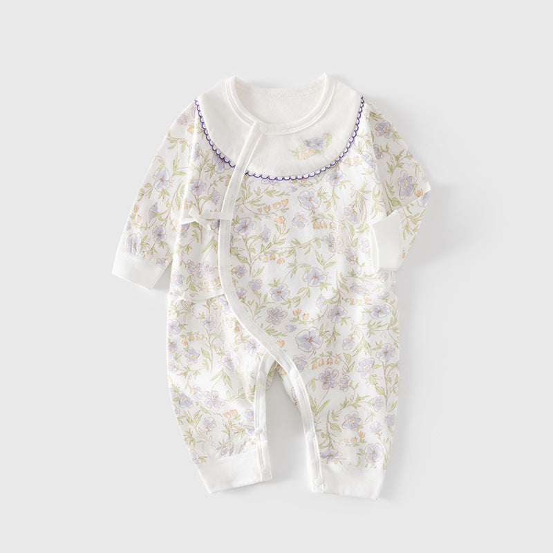 GJ25102108新生兒連身衣女寶寶無骨哈衣秋季純棉初生兒和尚服爬服春秋衣服