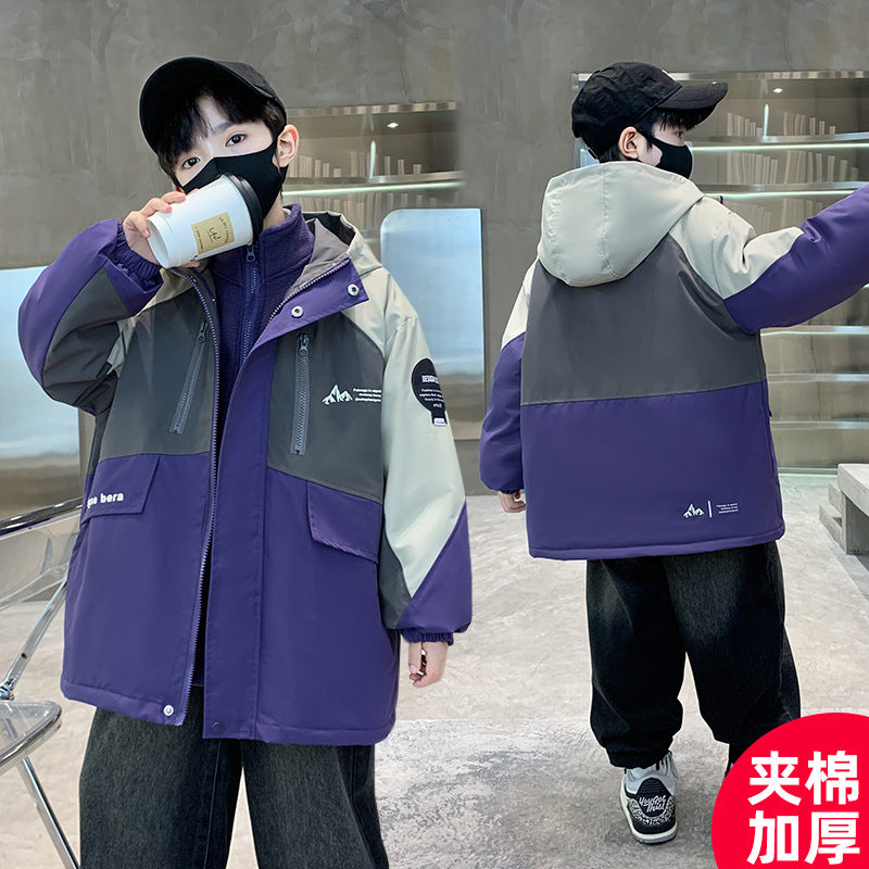 CH25110506男童衝鋒衣三合一中大兒童裝秋冬夾棉加厚男孩