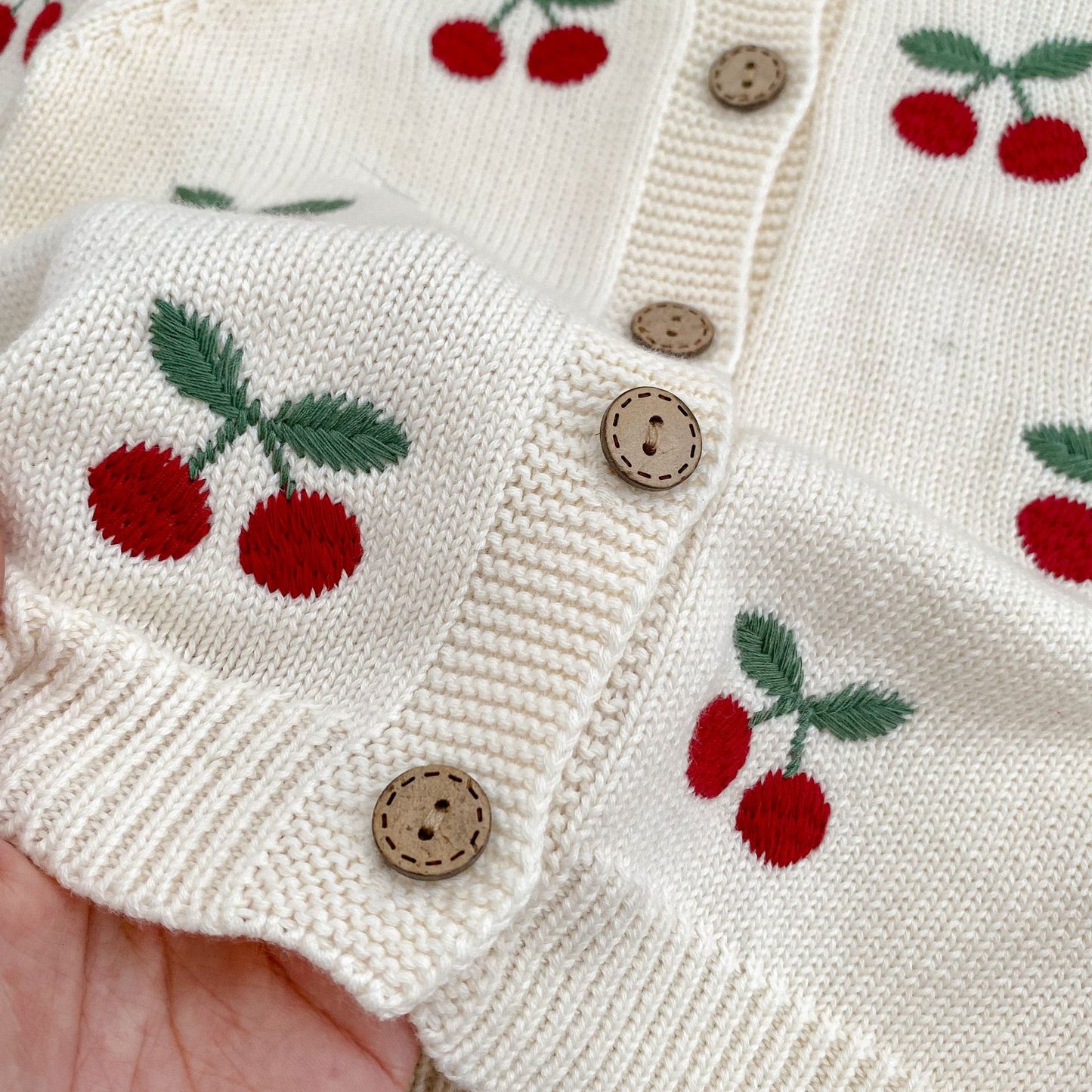 GK25121814春秋嬰兒連身衣可愛櫻桃色針織棉紗吊帶包臀衣寶寶百搭三件套(➡️2件或2套起,廠商才有出貨)(可以混搭開頭GK商品)