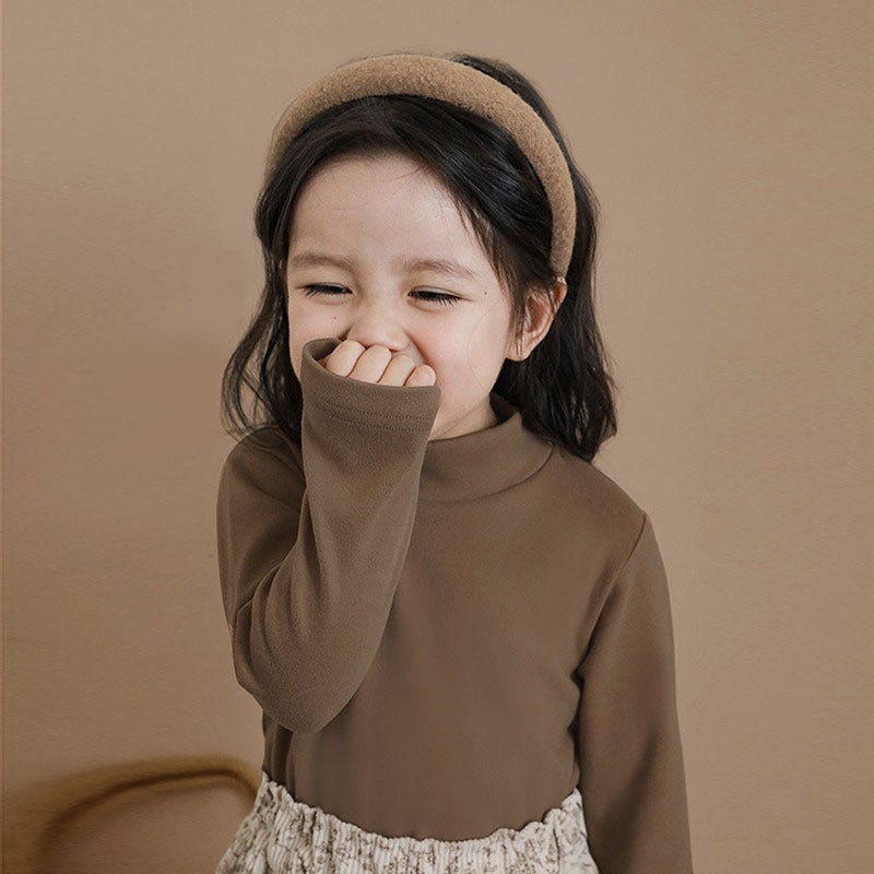 CA25112713女童打底衫春秋款冬季德絨半高領洋氣內搭上衣兒童男寶寶長袖t卹