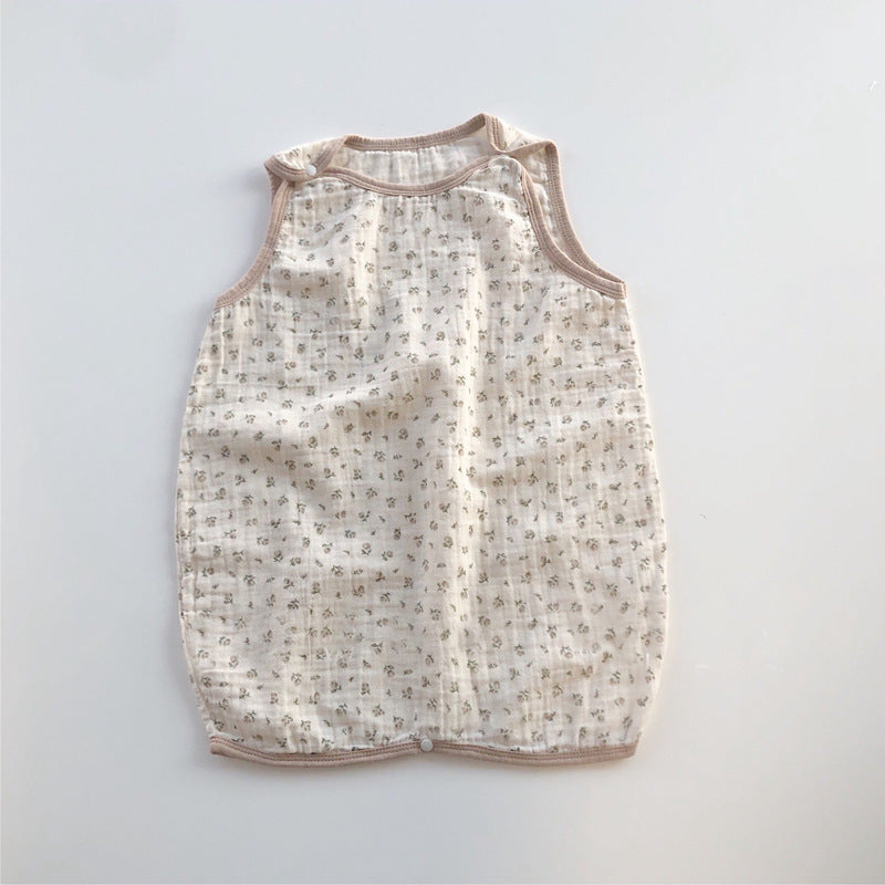 GB23080320 夏季韓版ins嬰幼兒棉可愛碎花連體衣爬服男女寶寶撞色圓點睡袋