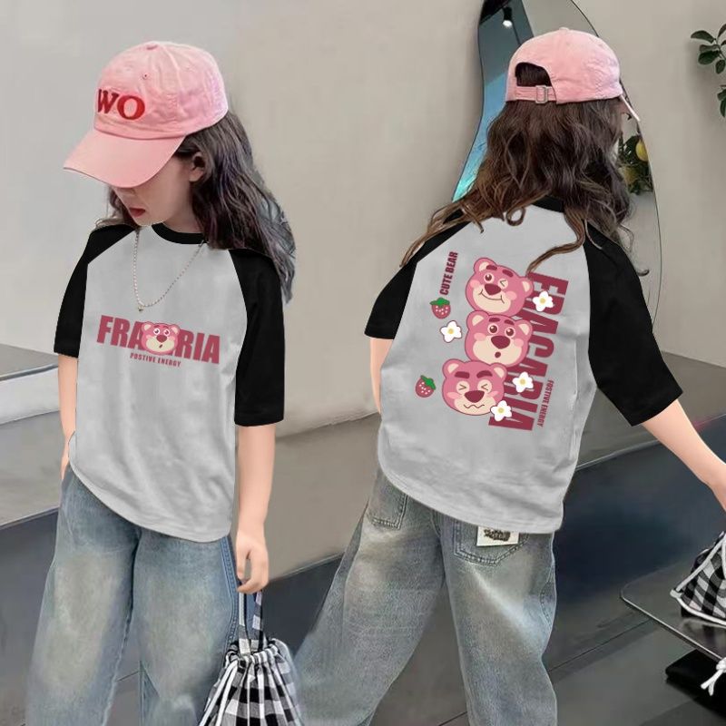 CE26022616女童夏季短袖T恤纯棉2026新款儿童洋气半袖女孩夏装薄款体恤上衣t