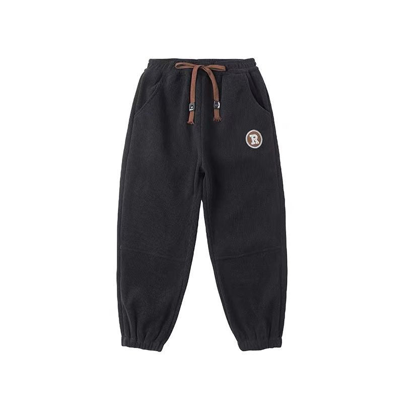 Z26010116男童褲子2025秋冬新款燈芯絨衛褲中大童休閒運動時尚潮流加絨長褲