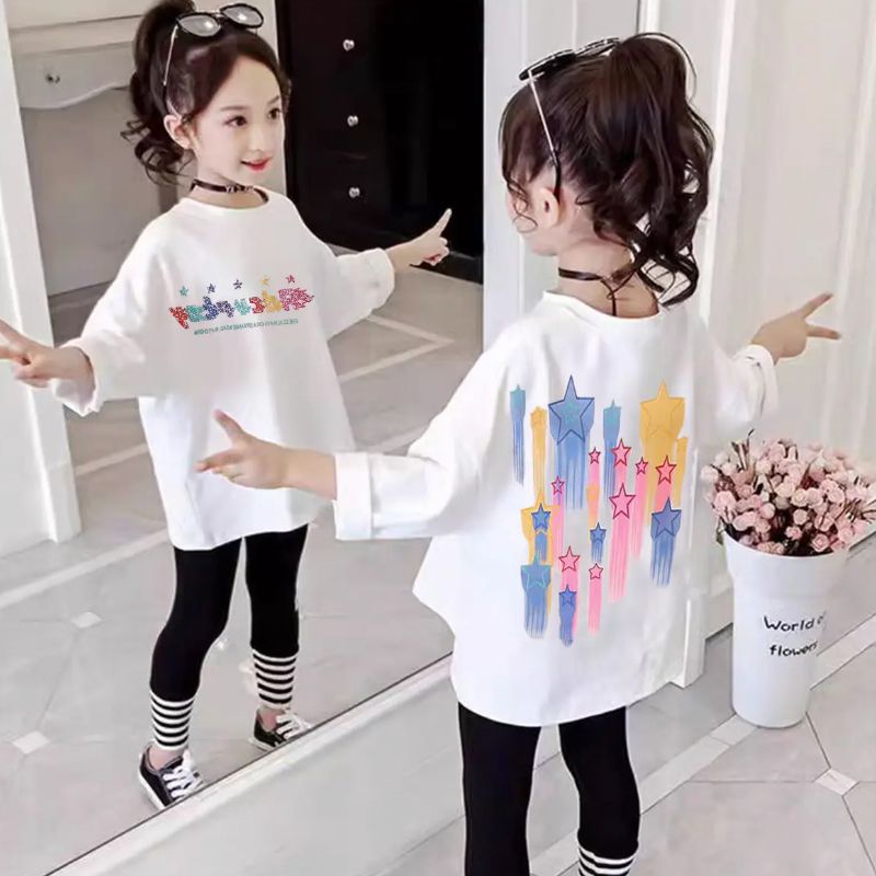CE260905010女童長袖T恤洋氣寶寶新款韓版女童秋裝休閒中大童百搭網紅打底衫t