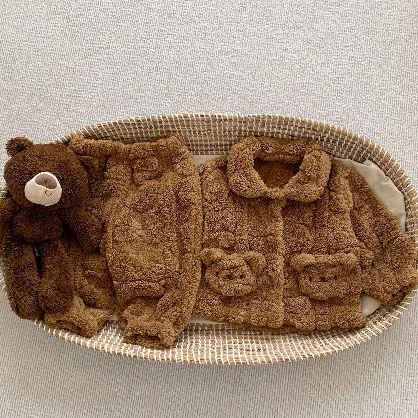 GK25121821秋冬新款時尚家居服套裝可愛小熊毛絨裙子兒童寶寶加絨睡衣兩件套(➡️2件或2套起,廠商才有出貨)(可以混搭開頭GK商品)