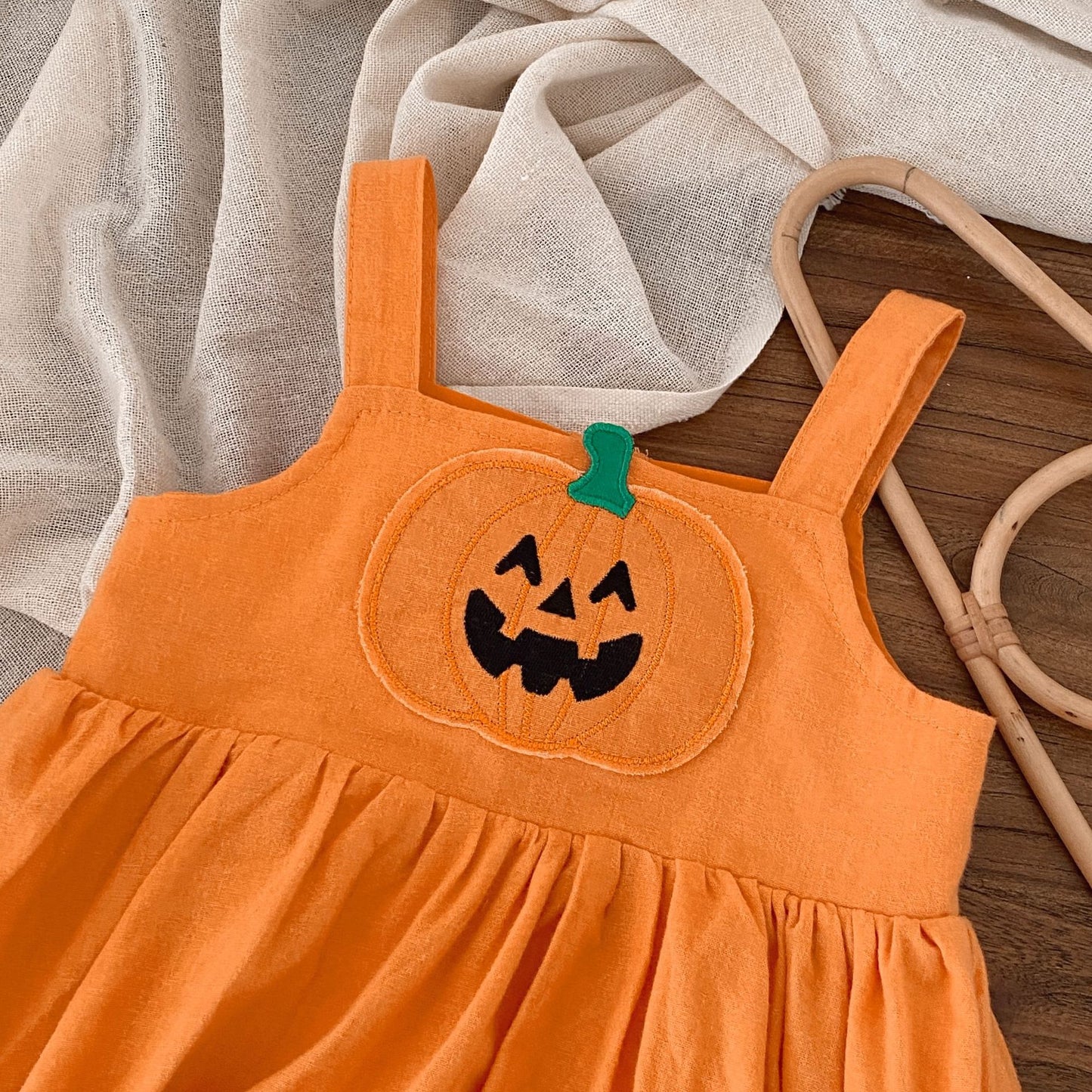 G25091114萬聖節夏季嬰兒衣男寶寶吊帶南瓜連身衣