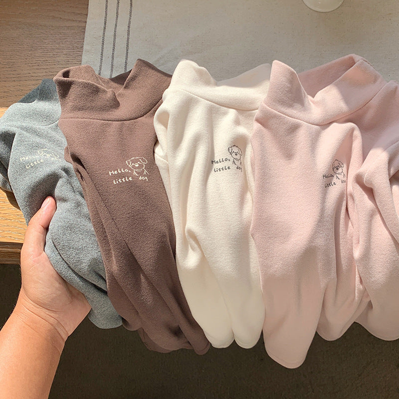 CA25112706兒童打底衫女寶半高領德絨男童女童款秋冬內搭打底衣小童